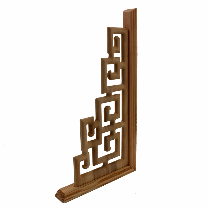 Chinese Style  Home Wedding  Accessories Furniture Appliques Wood Carving Corner Wooden Decor Frame Wall Door Woodcarving Decal