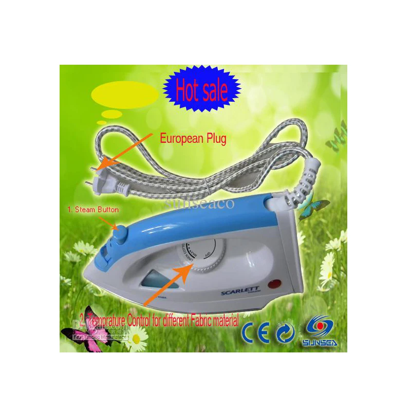 

220v AC EU Plug Stainless Steel Bottom Electric Silk Cotton Clothes Steam Iron Wet Dry Household Irons Free Spray