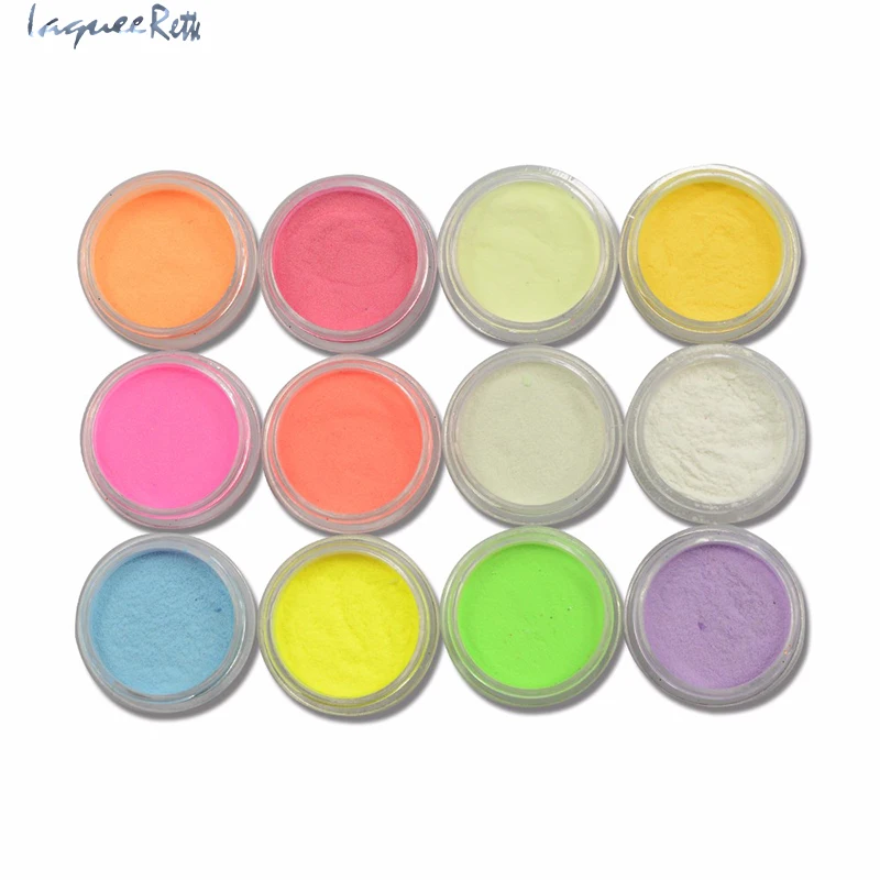 

12colors Neon Pigment Powder Nail Fluorescence Gradient Glitter Dust DIY Nail Art Decoration Manicure Glow in the Dark