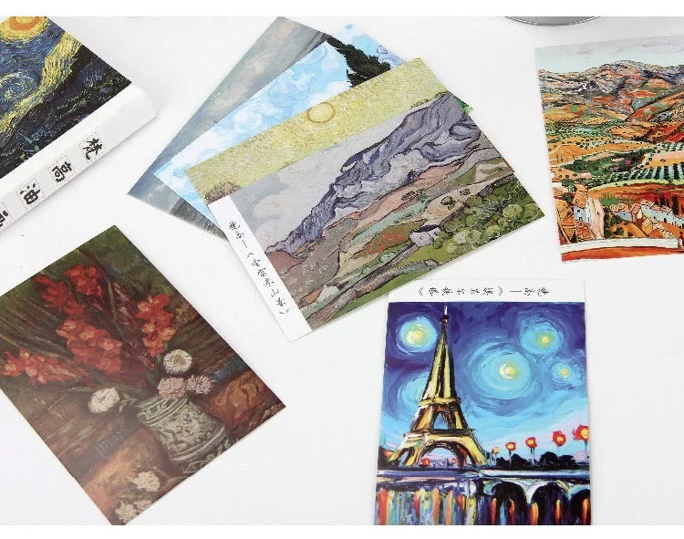 28 Sheets/Set Van Gogh oil painting Postcard/Mini lovable lomo card literature and art blessing note decoration wall sticker