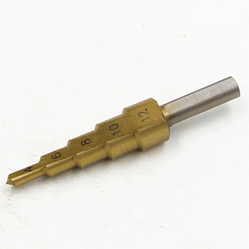 HSS Step Drill Bits 4mm-12mm Straight flute Power Tools Triangular handle Wholesale Price 5 steps metal Drilling Titanium