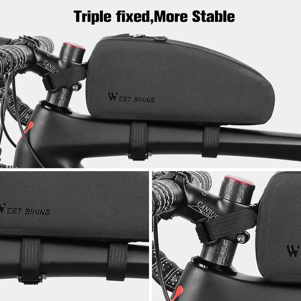 WEST BIKING Waterproof Cycling Top Front Tube Bag Lightweight MTB Road Bike Frame Bag Slim Bicycle Pannier Case Bike Accessories