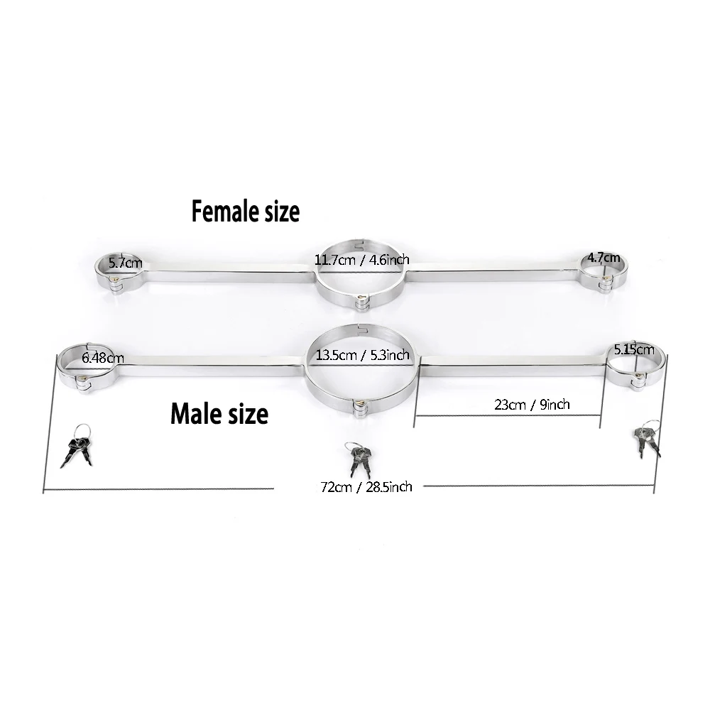 Metal Bondage Lock Neck Collar Hand Cuffs Stainless Steel Slave BDSM Restraints Sex Toys For Couples Spreader Bar Handcuffs