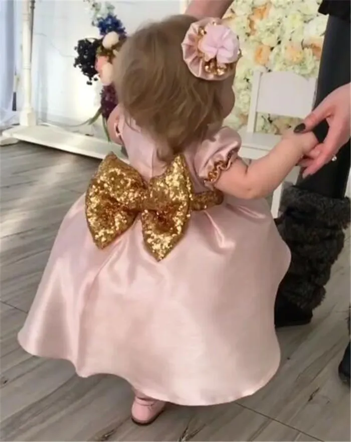 cute baby girls birthday gown with sequined bow flower girl dresses baby party frocks girls baptism gown