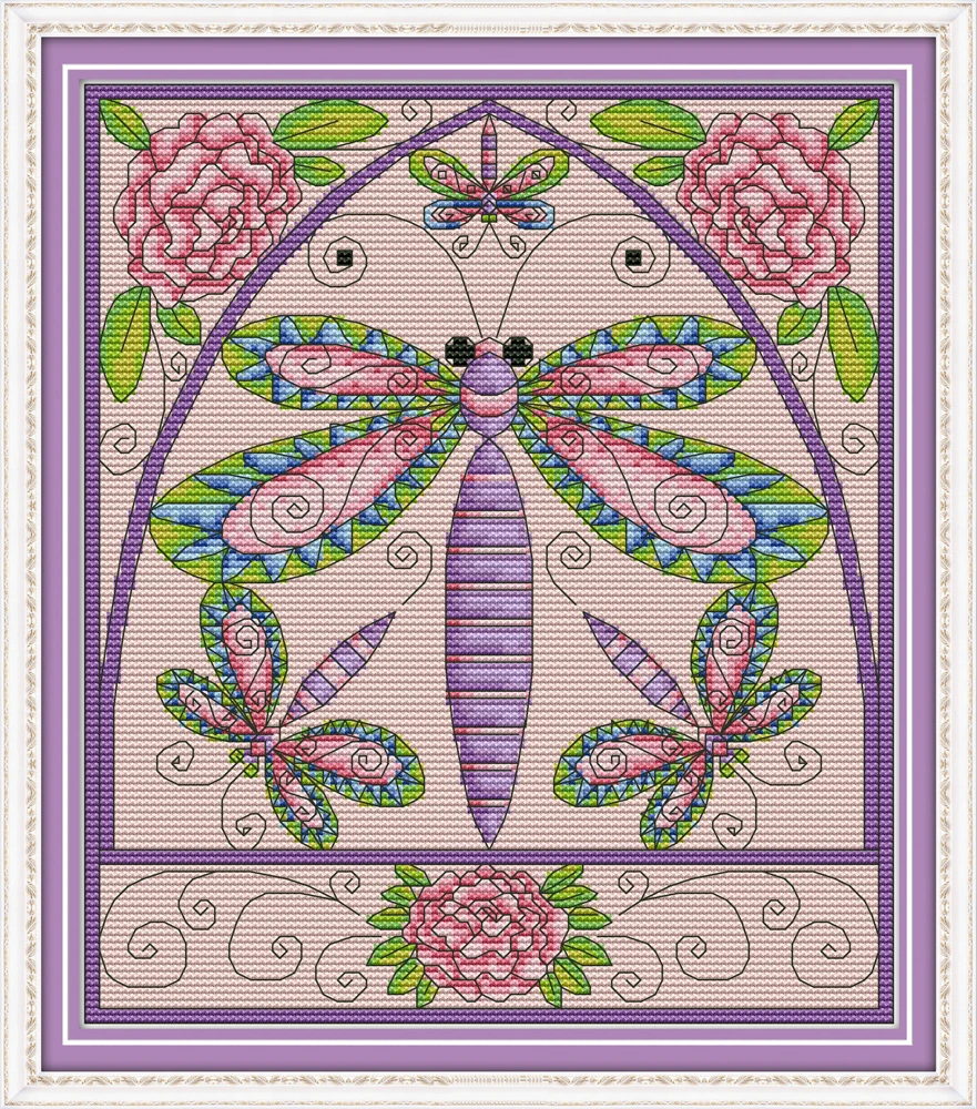 Dragonfly cross stitch kit aida 14ct 11ct count print canvas cross stitches   needlework embroidery DIY handmade