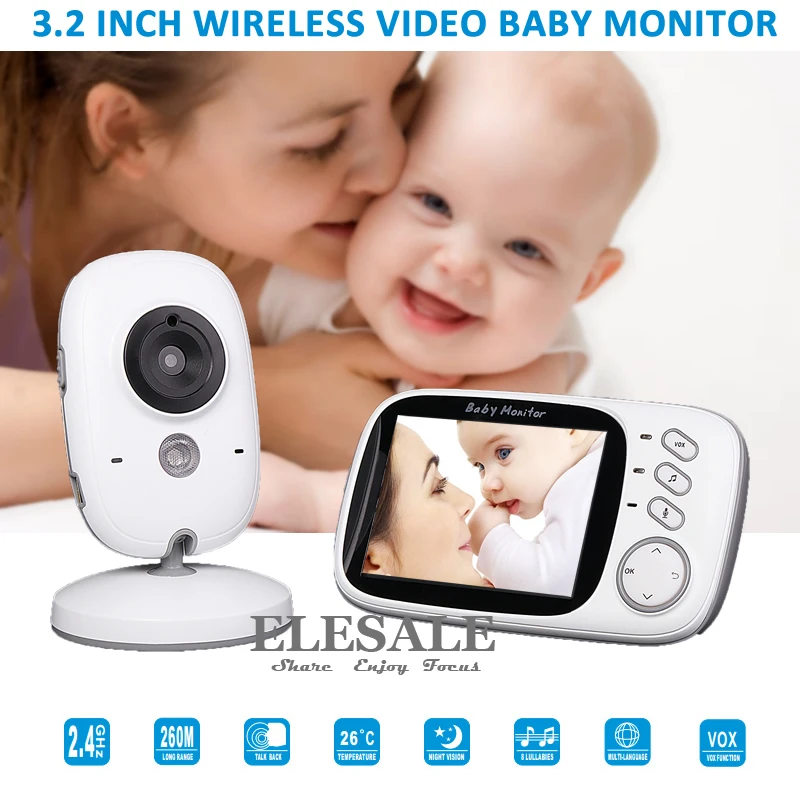 

New 3.2" Video Baby Monitor Wireless Camera 2 Way Audio Intercom Night Vision Temperature Monitor Music For Baby Care