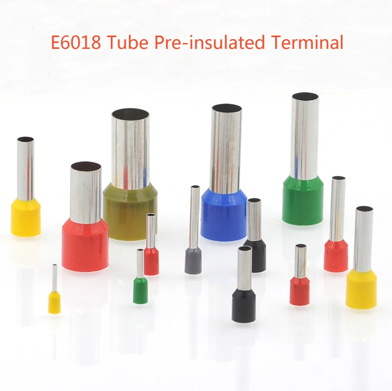 

Tube Pre-insutated Cord End Terminals E6018 Cable Crimps Wire Ferrules For 10AWG 6.0mm2 100/200Pcs