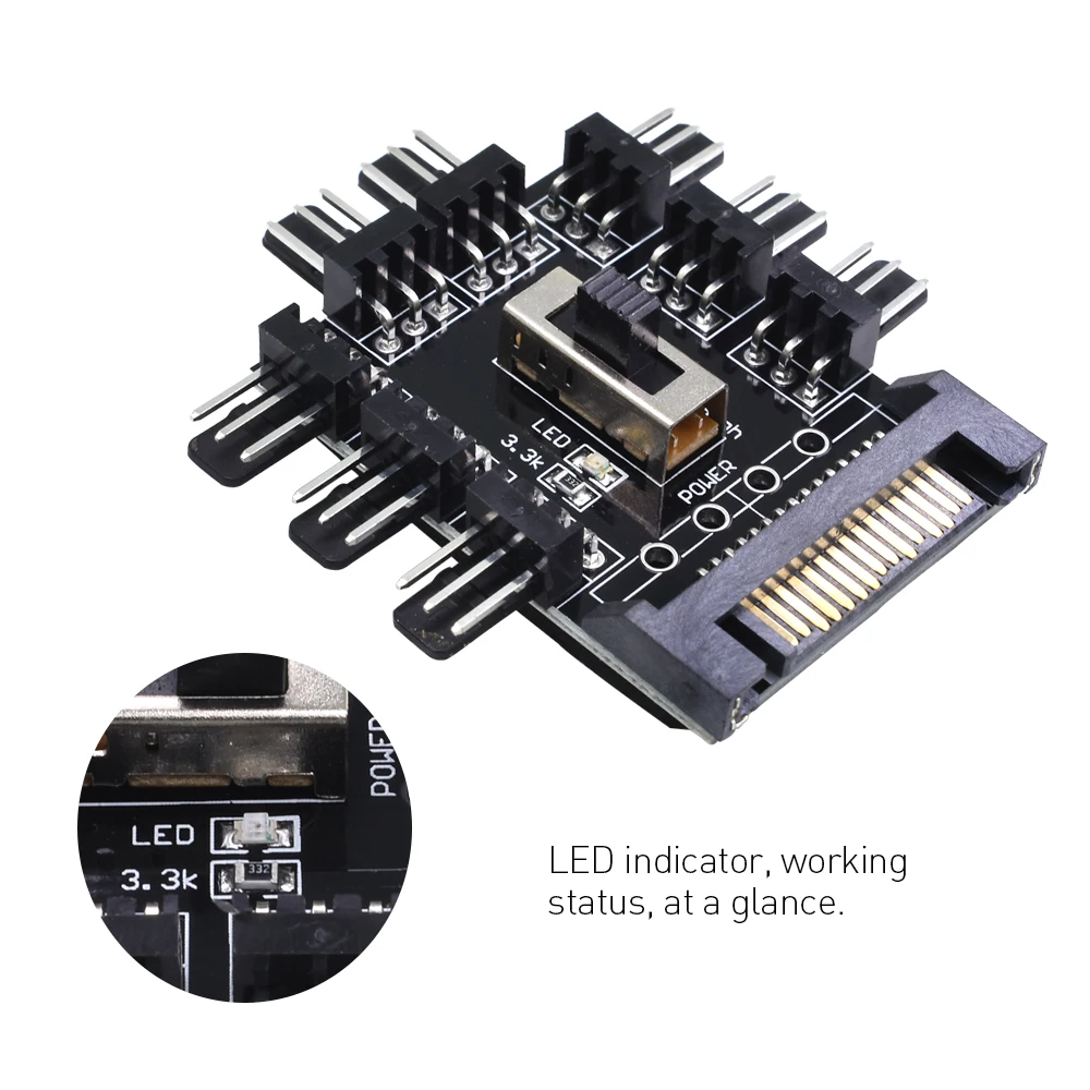 Tishric 1 Đến 8 3Pin Quạt Hub PWM SATA Molex Bộ Chia Máy Tính Khai Thác Mỏ Cáp 12V Suppply Tản Nhiệt Làm Mát bộ Điều Khiển Tốc Độ Adapter