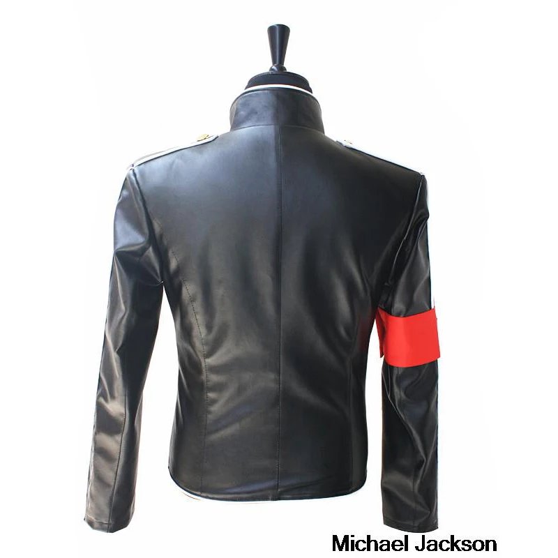 In Memory MJ Michael Jackson Heal the World Handsome Punk With Red Armband England Military Jacket Outwear Collection