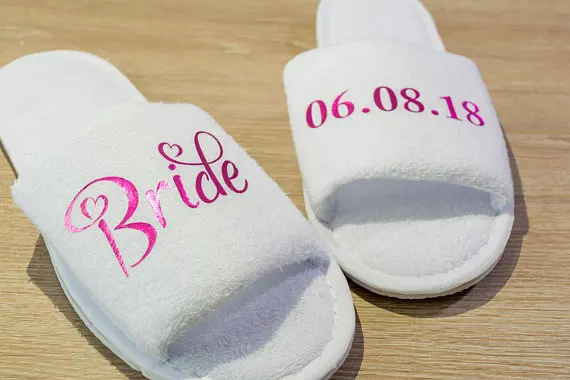 

personalize glitter save the date wedding bridesmaid bride open spa slippers Matron of honor Bachelorette party favors gifts