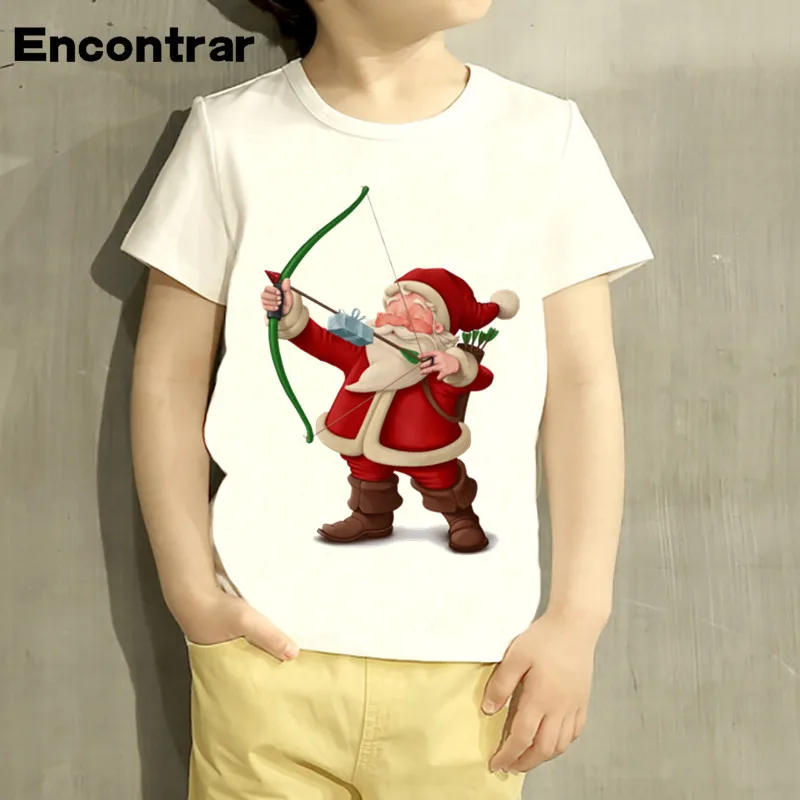 Kids Funny Dabbing Santa Design T Shirt Boys/Girls Great Casual Short Sleeve Tops Children Cute T-Shirt,HKP5112