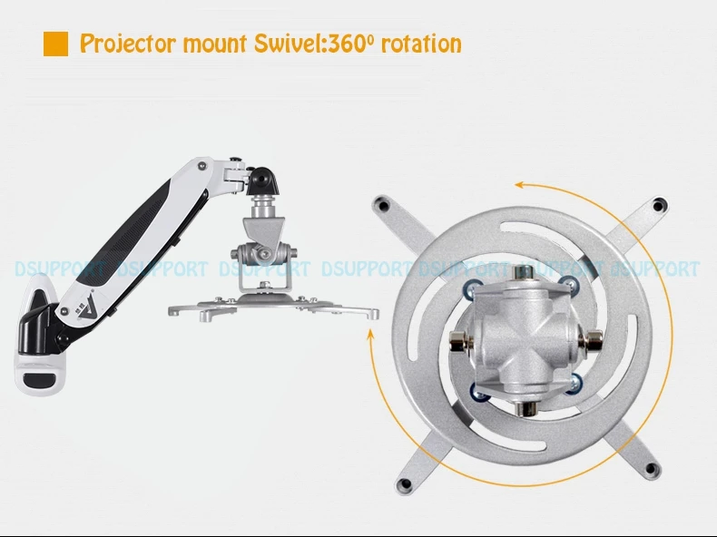 PR03B Aluminum Alloy 360 Degree Projector Wall Mount Full Motion Retractable Universal Projector Hanger Bracket