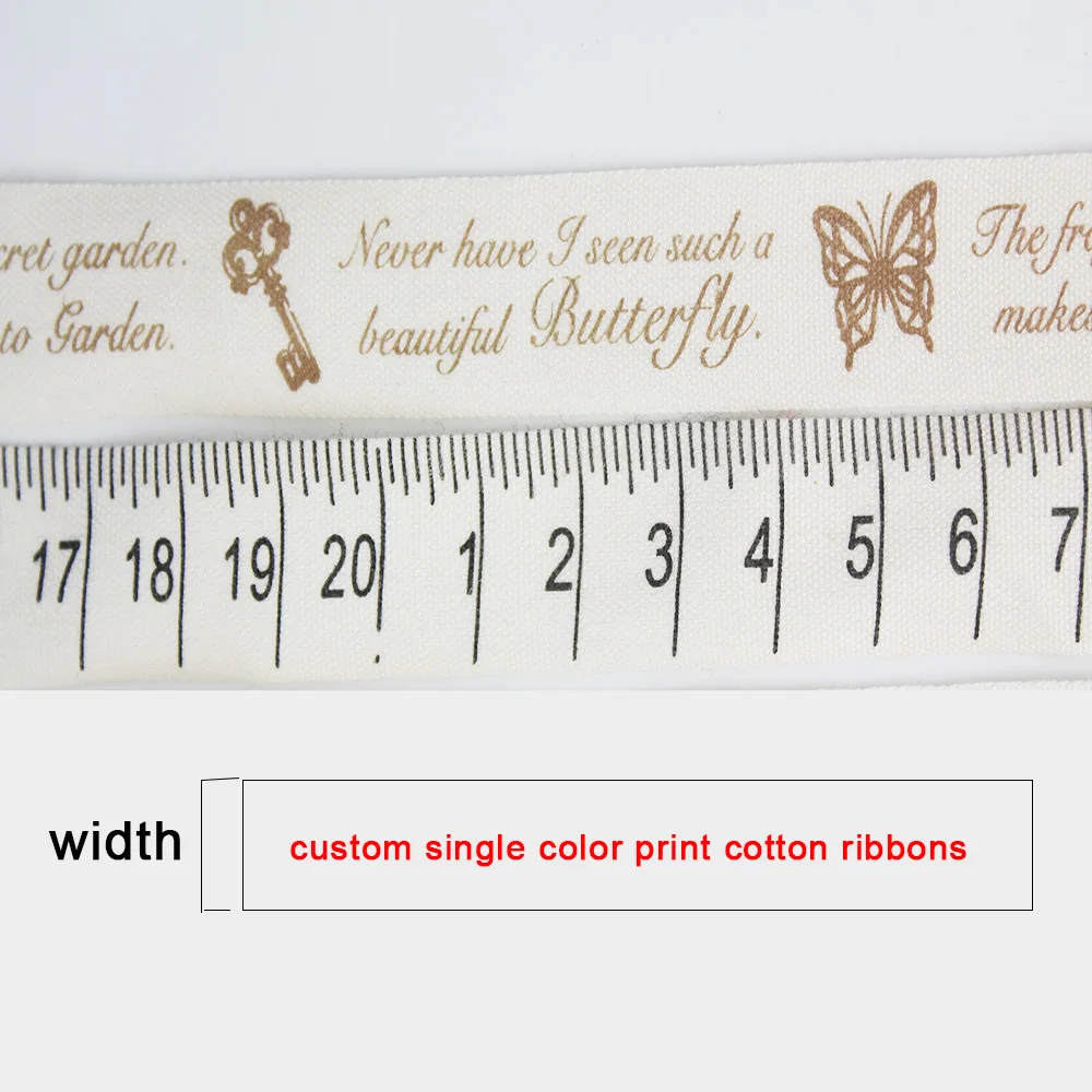 

1.5-2cm single color printing 100% cotton fabric webbing custom patterns custom Logo printed cotton ribbon 100 yards