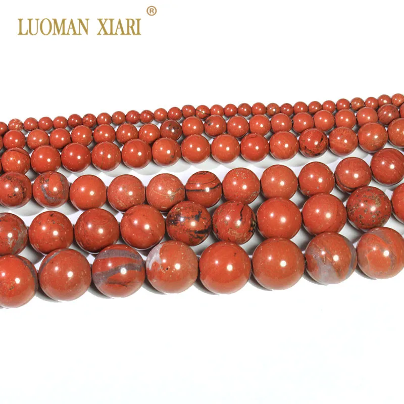 Wholesale Natural Round Red Jaspers Stone Beads For Jewelry Making DIY Bracelet Necklace Material 4/ 6/8/10 /12 mm Strand 15\'\'