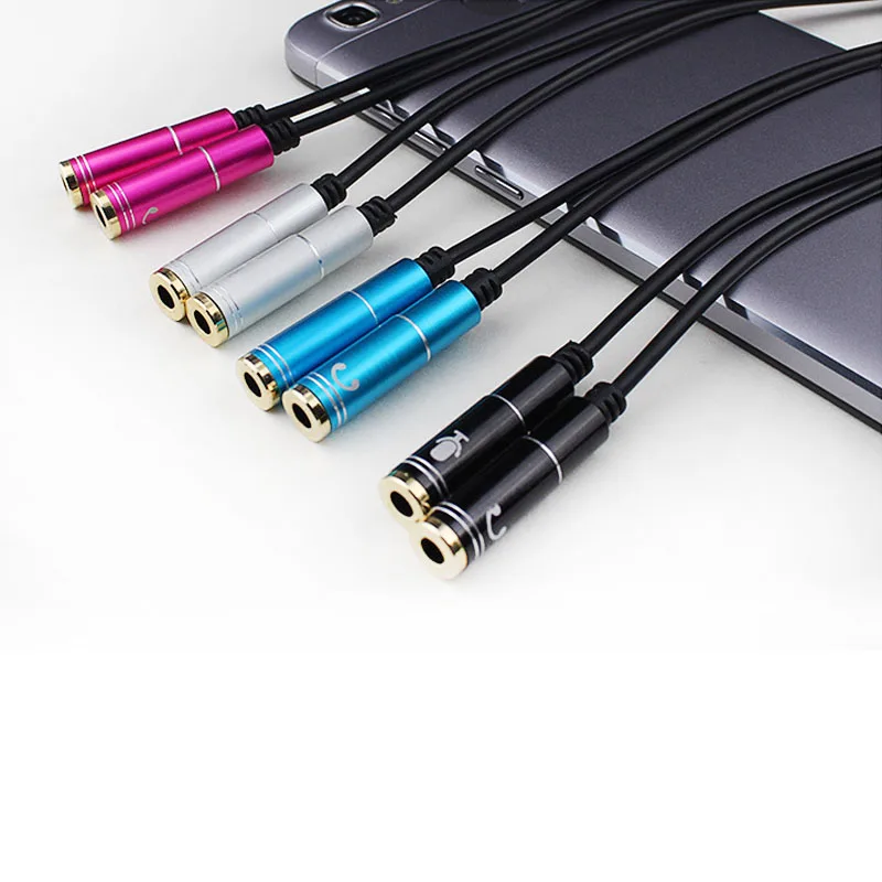 Metal 3.5mm Jack Male to Female Headphone Stereo Earphone Audio Splitter to Micrphone Adapter Cable For Phone 6 5S 4S