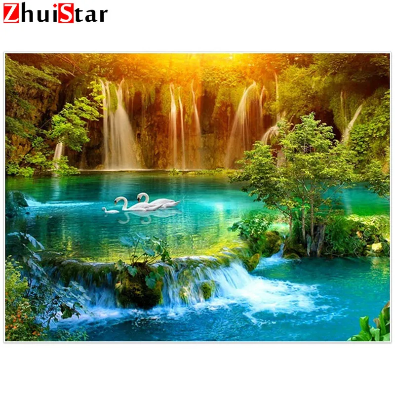 5D Diamond Mosaic Landscape Diamond Embroidery Cross Stitch Scenery Full Square Diamond Painting Rhinestones Sewing XY1