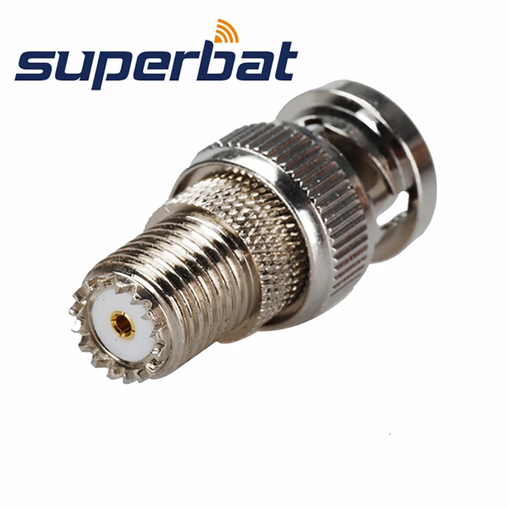 Superbat 5pcs Mini-UHF to BNC Adapter Mini-UHF Female to BNC Male Straight RF Coaxial Connector