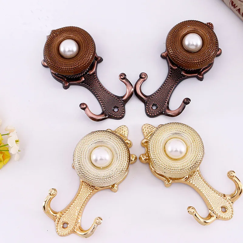 

2Pcs/Pair Pearl Bead Curtain Tieback Hooks Holder Straps Ropes Holdback Curtain Accessories Coat Hat Tassel Brush Hanger Decor