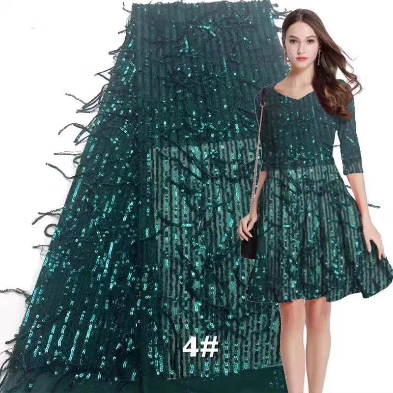 nice looking embroidery sequins tulle mesh lace fabric H-1971021 with good quality for party dress