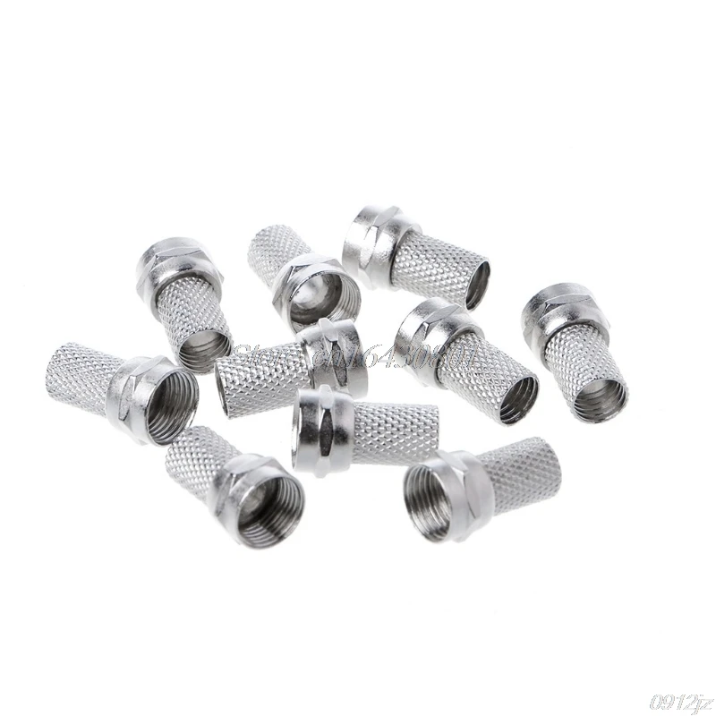 10 Pcs 75-5 Connector Screw On Type For RG6 Satellite Antenna Coax Cable Twist-on 4XFD