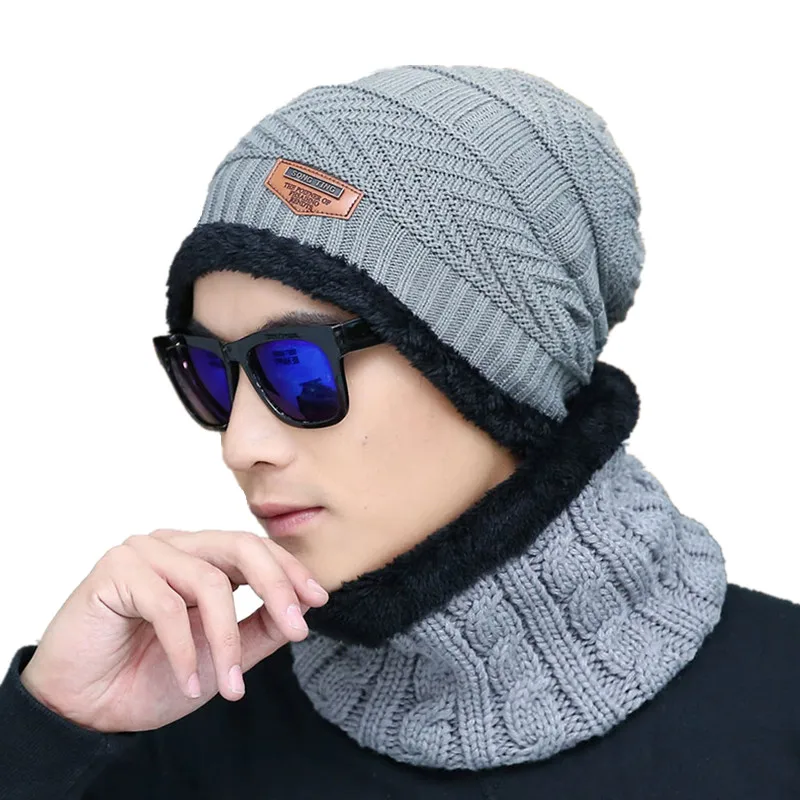 Balaclava Men Warm Hats Cap Scarf Winter Super warmth Wool Hat Knitting for men Caps Lady Beanie Knitted Hats Women\'s hats