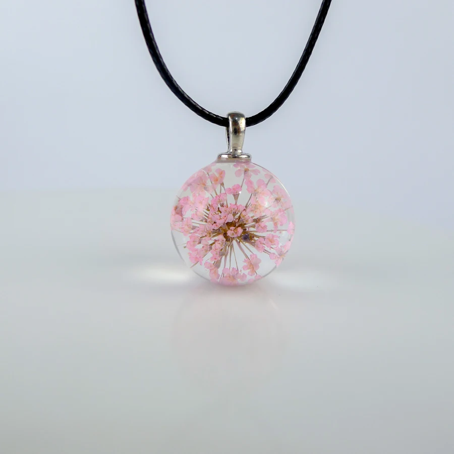 Dried Flower glass ball pendants Hand Made Long necklace for women lovers #FY316