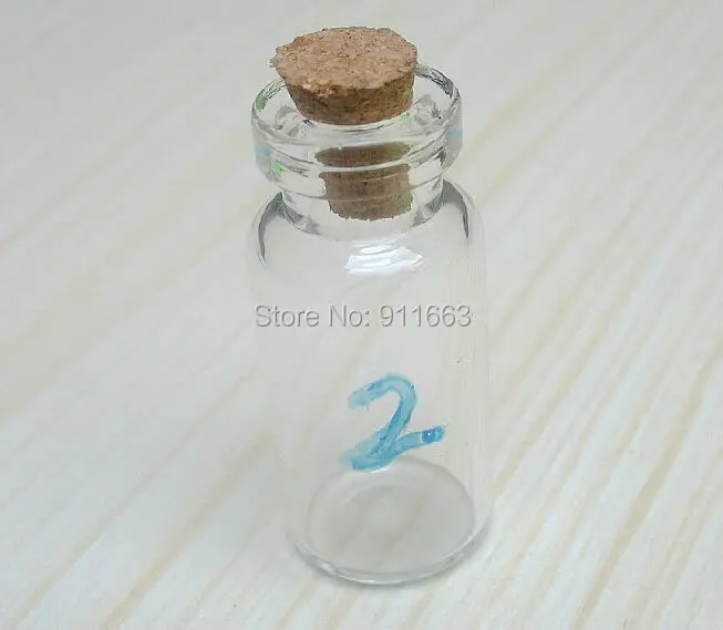 (100sets/lot) 2ml,13mm opening,clear glass vials with 13mm cork stopper,glass bottles