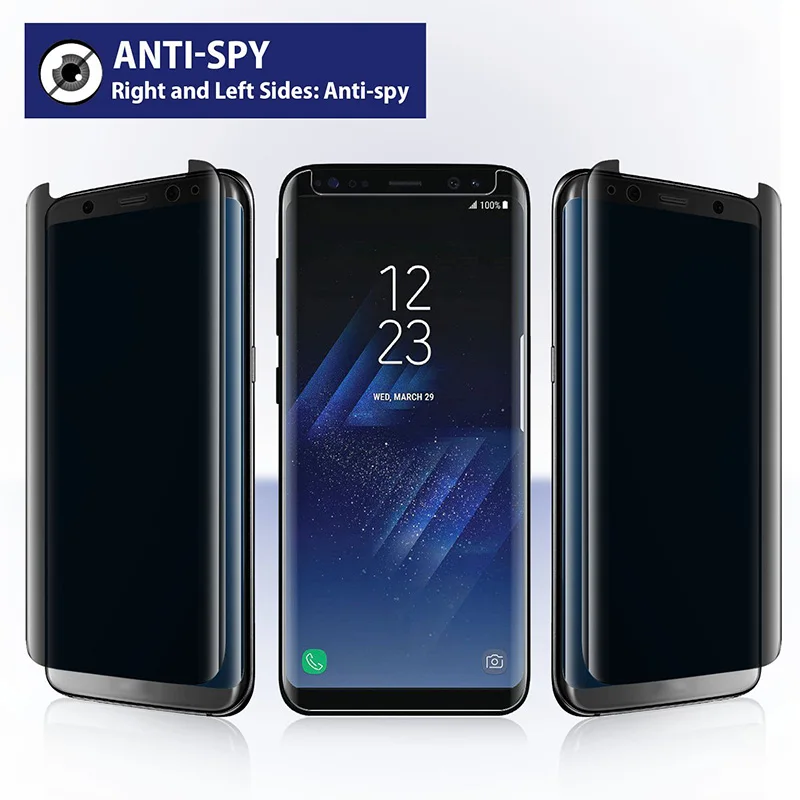 Case Friendly Privacy Tempered Glass For Samsung Galaxy S8 S9 Plus Note 8 9 3D Curved edge Cover Anti Glare Spy Screen Protector view 3