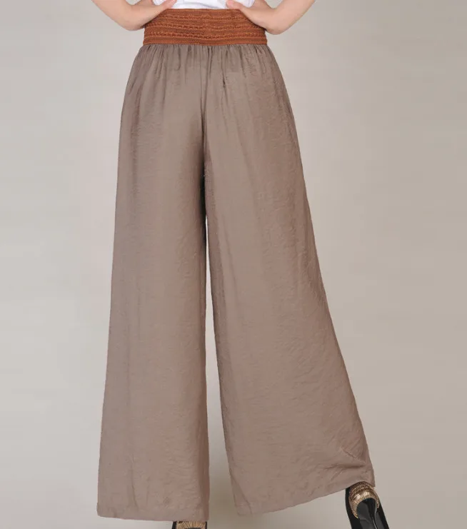 Pantalon décontracté à jambes larges style Boho, harem, couleur unie, ceinture élastique, extensible, taille confortable, été