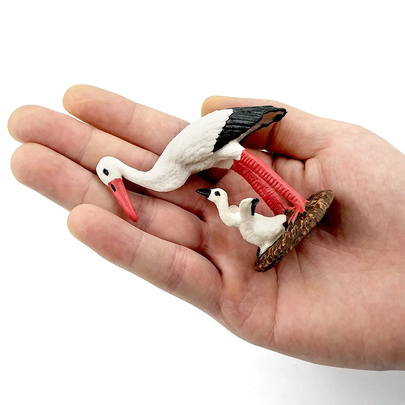 Simulation Flamingo White crane Miniature Animal Model bird Figurine home decor miniature fairy garden decoration accessories