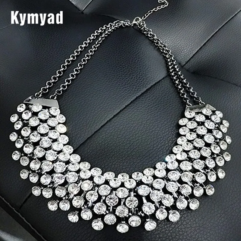 Kymyad Collier Femme Trendy Crystal Statement Necklaces Pendants Women Jewelry Multilayer Link Chain Necklace Bijoux Colares