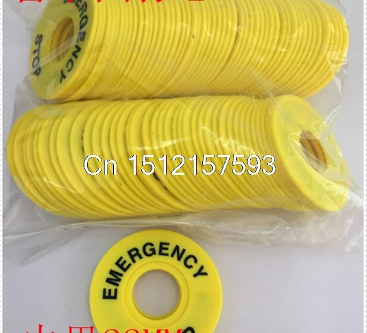 20pcs 40mm/60mm/90mm(OD) x 22mm(ID) Yellow Emergency Stop PushButton Switch Accessory Warning Legend Label Mark Round Ring Plate