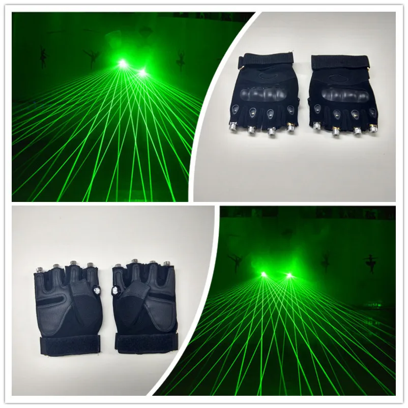 Green DJ Laser Gloves With 4pcs 650nm 130mw Laser Disco laserman show gloves For DJ Club/Party Show