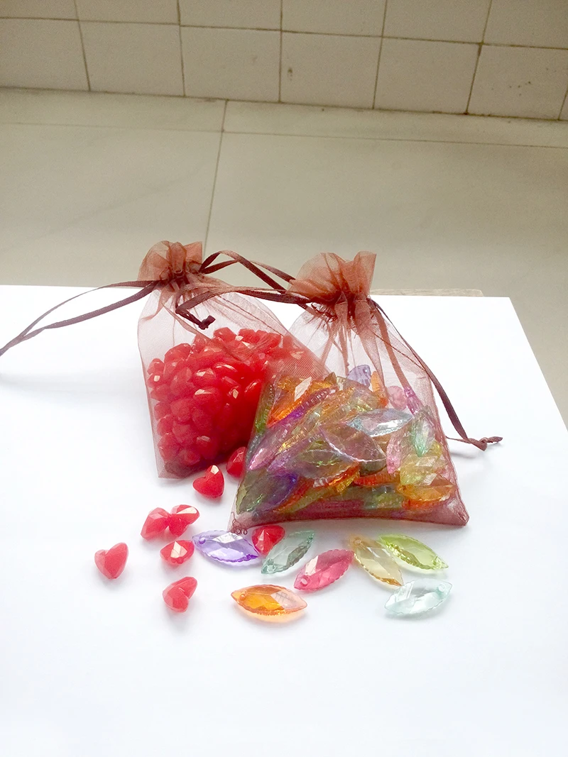 

500pcs 15*20 Brown gift bags for jewelry/wedding/christmas/birthday Organza Bags with handles Packaging Yarn bag