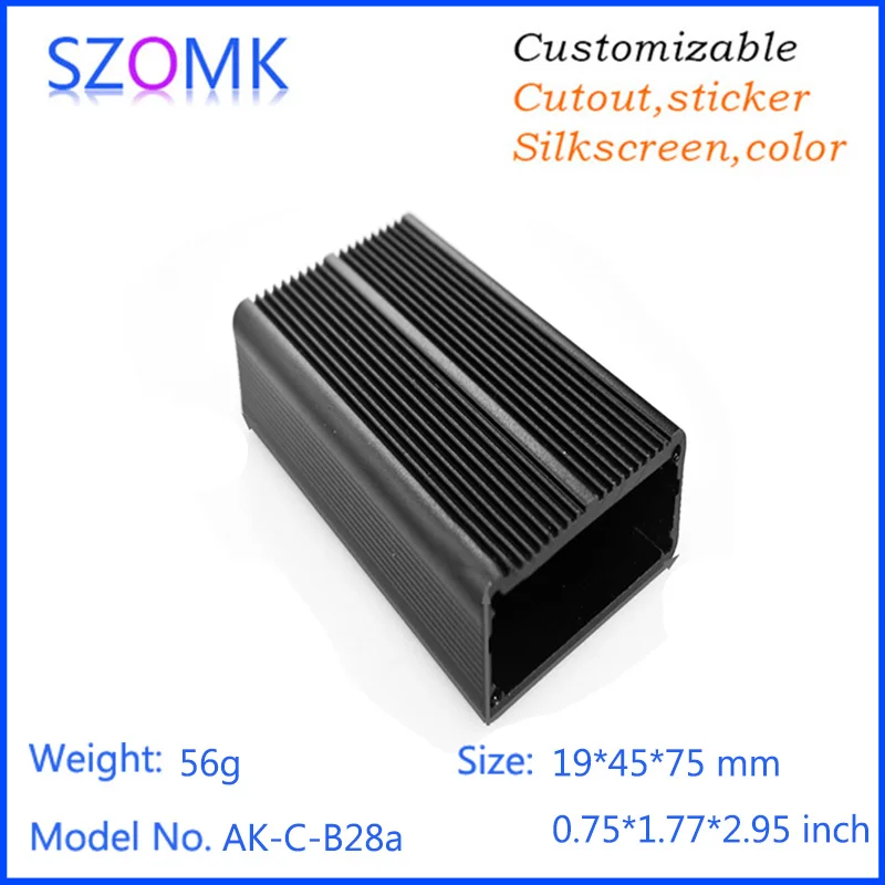 

10Pcs 19*45*75mm black szomk aluminum electrical extruded enclosure box anodizing aluminum diy box enclosure project case