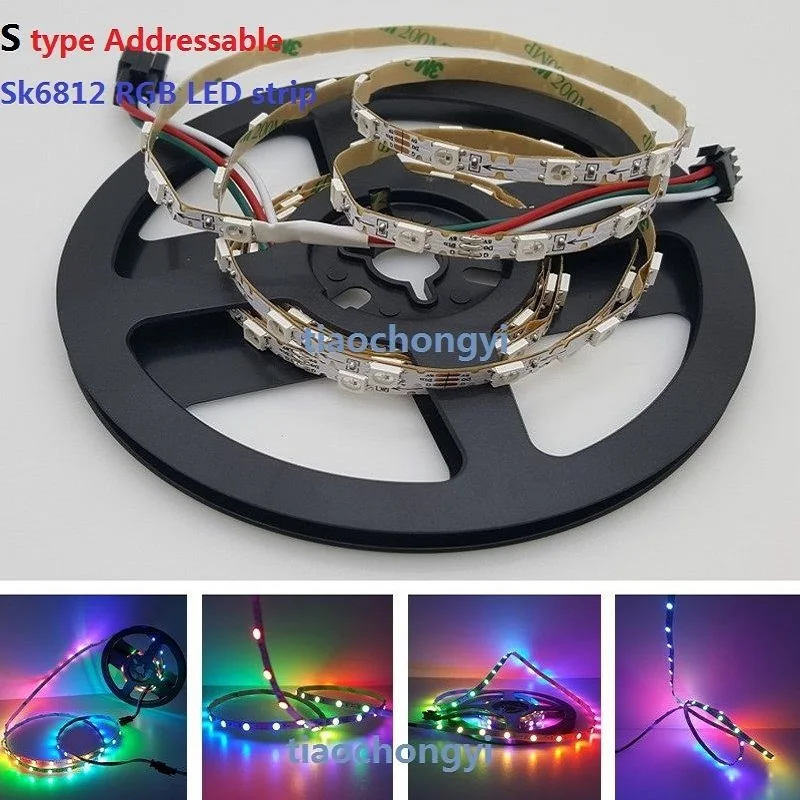 2M 48LED/M S type Addressable WS2812 SK6812 RGB LED pixel strip bendable 5V