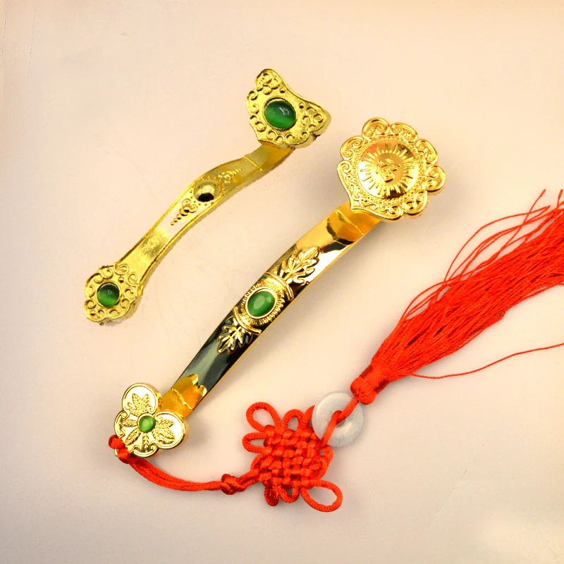 Chinese Amulet Crafts Golden Auspicious Ruyi gifts Home Furnishing Feng Shui Power Scepter Decoration Ornaments Good Fortune