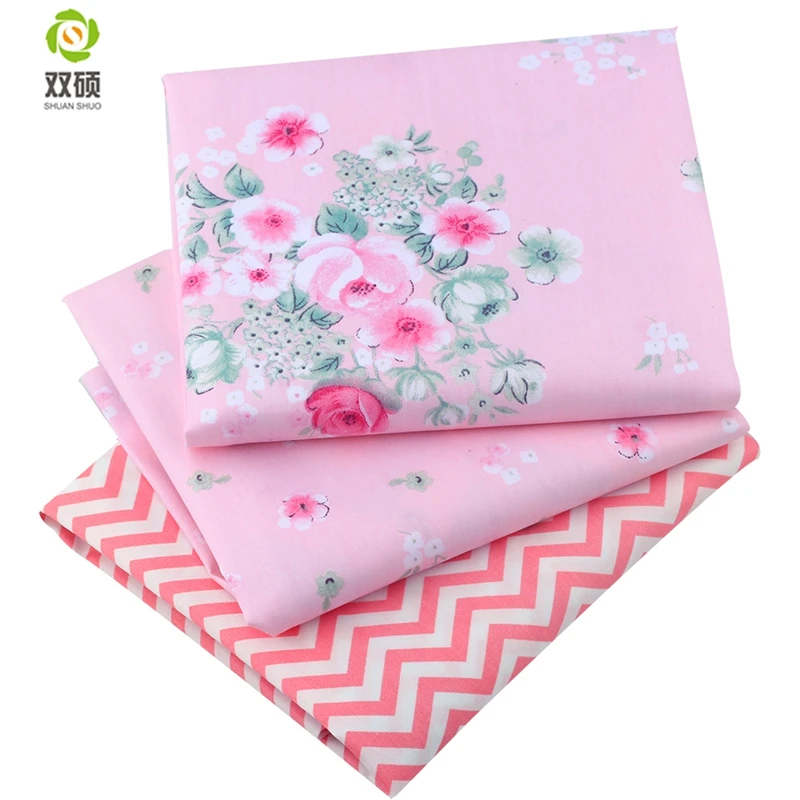 Pink Color Cotton Fabric Cutting Bundles Fabric Tissus Meter Patchwork Fabric for Sewing Clothes, bedding 40*50cm 15PCS/Lots