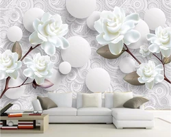 Beibehang – papier peint 3D motif fleurs sur mesure, revêtement mural avec motif de fleurs, pour salon et chambre à coucher