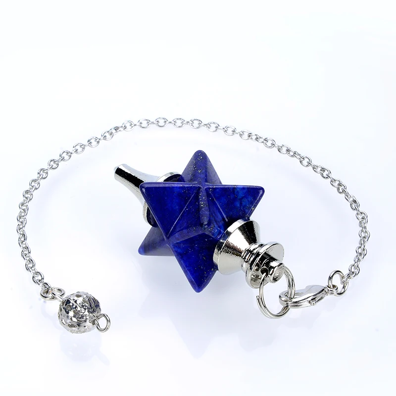 Women Men Big Natural Stone Merkaba Pendulum for Dowsing Divining Wicca Reiki White Pink Crystal Metaphysical Spiritual Pendant