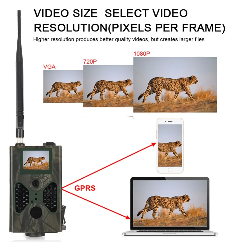 16MP Wireless SMTP Cellular Hunting Trail Camera Night Vision 1080P Video Photo Traps Email MMS 2G GSM Wildlife Surveilla HC300M