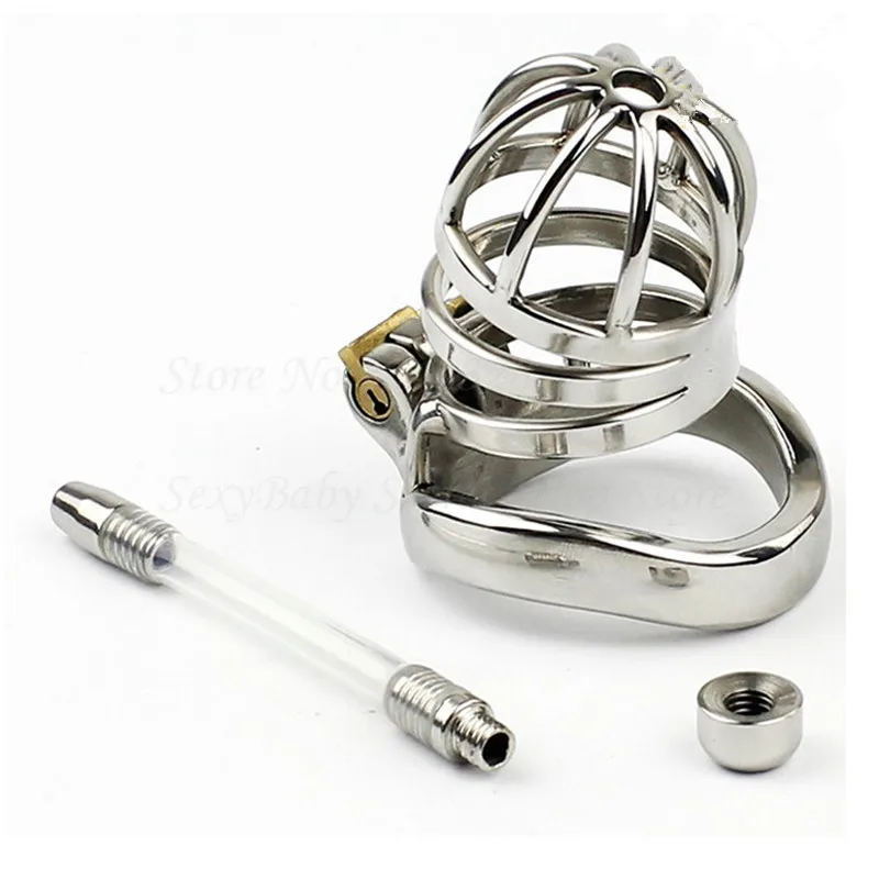 304 Stainless Steel Chastity Belt Penis Cage Penis Ring Sleeve Male Chastity Device With Urethral Catheter BDSM Sex Toys For Men