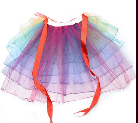 Women Clown Costumes Layered Organza Lace Rainbow Tutu Bustle Skirt Petticoat Casamento Birthday Party Decoration Supplies