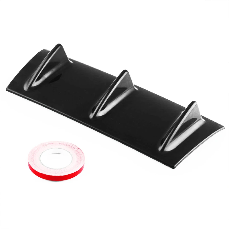 Black  Rear Bumper Lip Diffuser 3 Fin Gloss ABS Car-Styling Universal