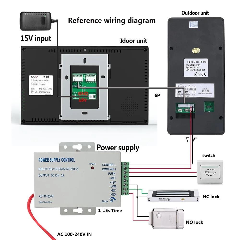 Fingerprint IC Card Video Door Phone, Doorbell Intercom, Door Access Control System, Night Vision Segurança, CCTV Camera, 10"