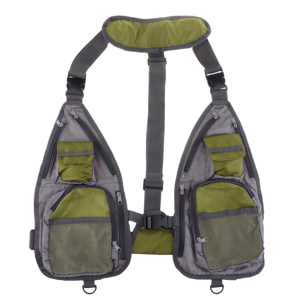 Muti-functional Fly Fishing Vest Adjustable Quick-Drying Mesh Vest Chest Bag