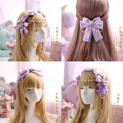 Pink purple Japanese handmade bow hairpin cute soft sister bow hair accessories headdress LOLITA hand made hairpin