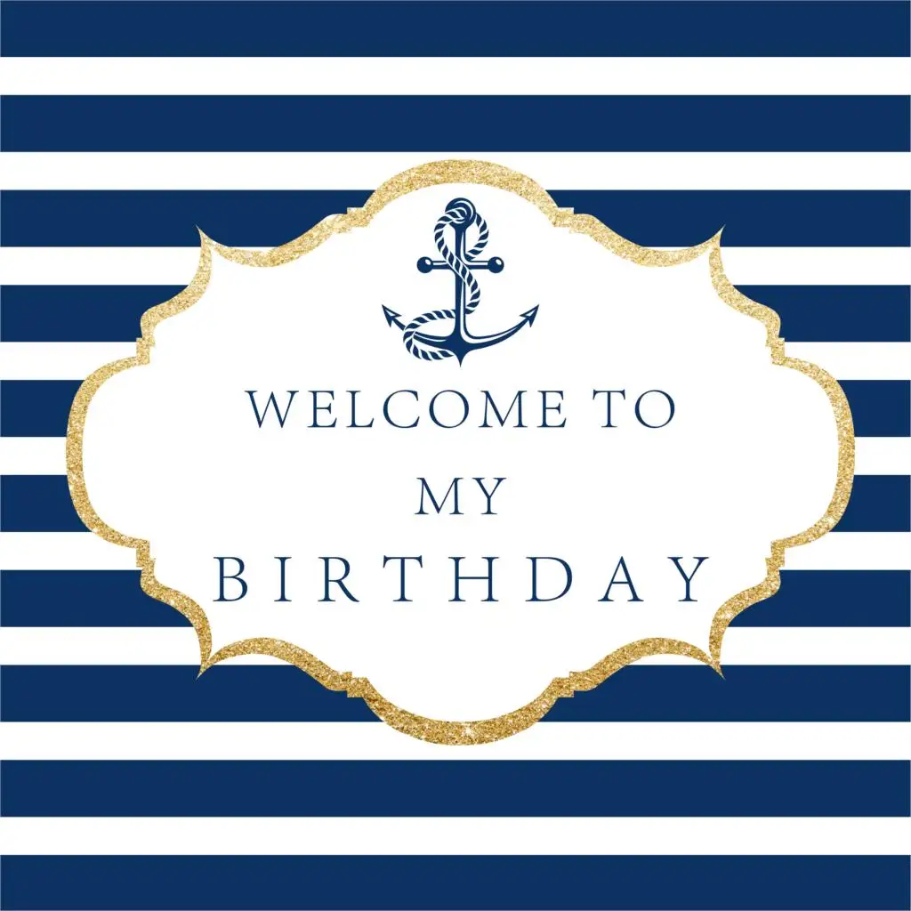 Allenjoy backdrops Photography Blue white striped anchor birthday photocall vinyl fantasy photography props for studio