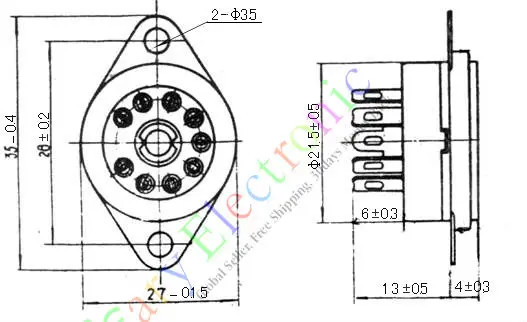 Wholesale and retail 4pc Gilded 9pin Ceramic vacuum tube socket mount gold valve base for 12AX7 12AU7 free shipping