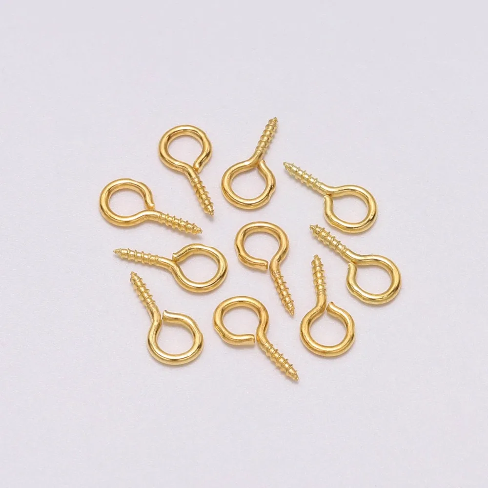 100–200 Stück kleine kleine Mini-Augennadeln, Nietstifte, Haken, Ösen, Schraubgewinde, goldene Verschlüsse, Haken, Schmuckzubehör für die Herstellung von DIY – Detail 10